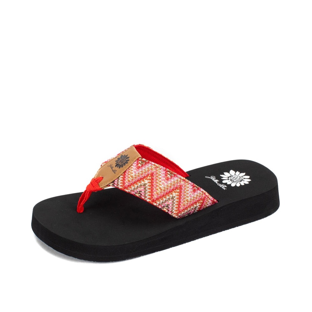 Yellow box Farica Flip Flop color red multi medium width